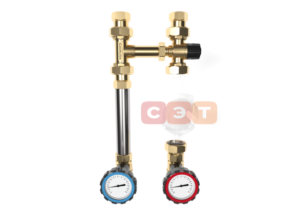 NGSS-25CTS (нержавеющая, 1″, термост. смеситель KVs 2.5, 20-43°С, краны Gidruss с термометрами, для теплого пола)